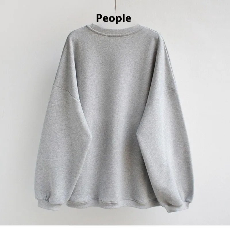 Men's And Women's Three-dimensional Letters Trendy Round-neck Non-hoodie Thin Loose Long Sleeve Top - Image 3