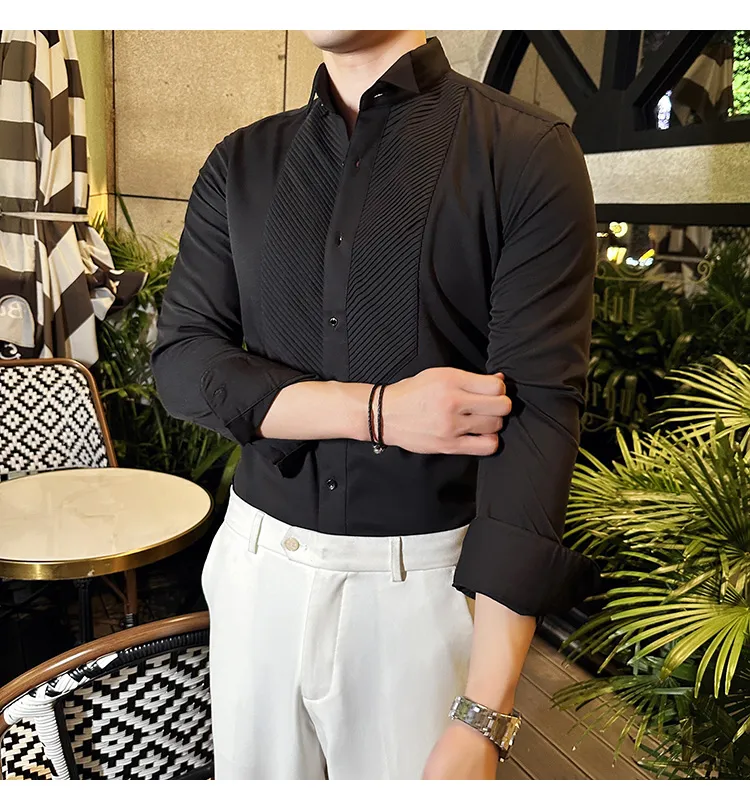 Slim-fit Men's Wedding Dress Banquet Performance Shirt - Image 14