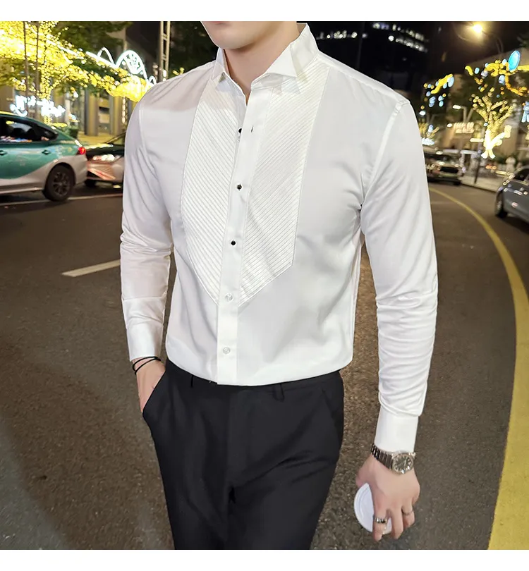 Slim-fit Men's Wedding Dress Banquet Performance Shirt - Image 12