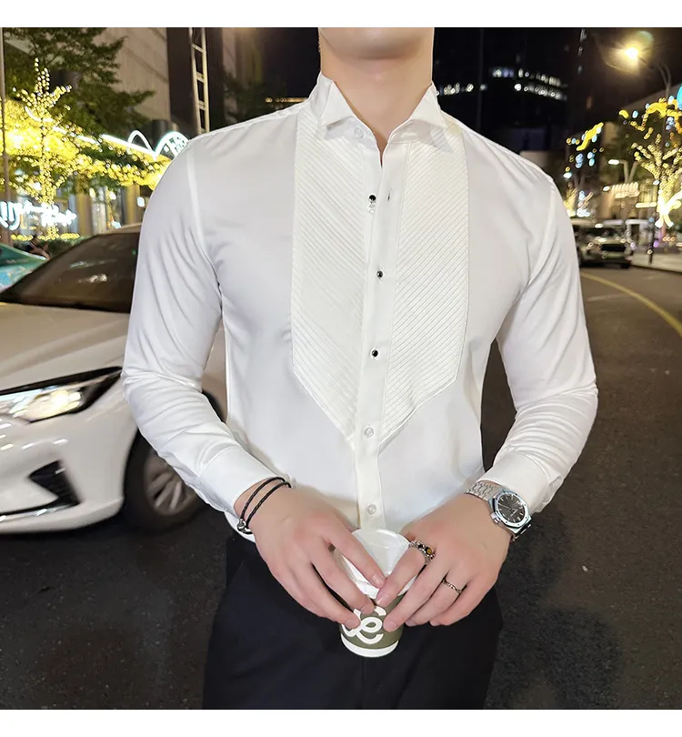 Slim-fit Men's Wedding Dress Banquet Performance Shirt - Image 9