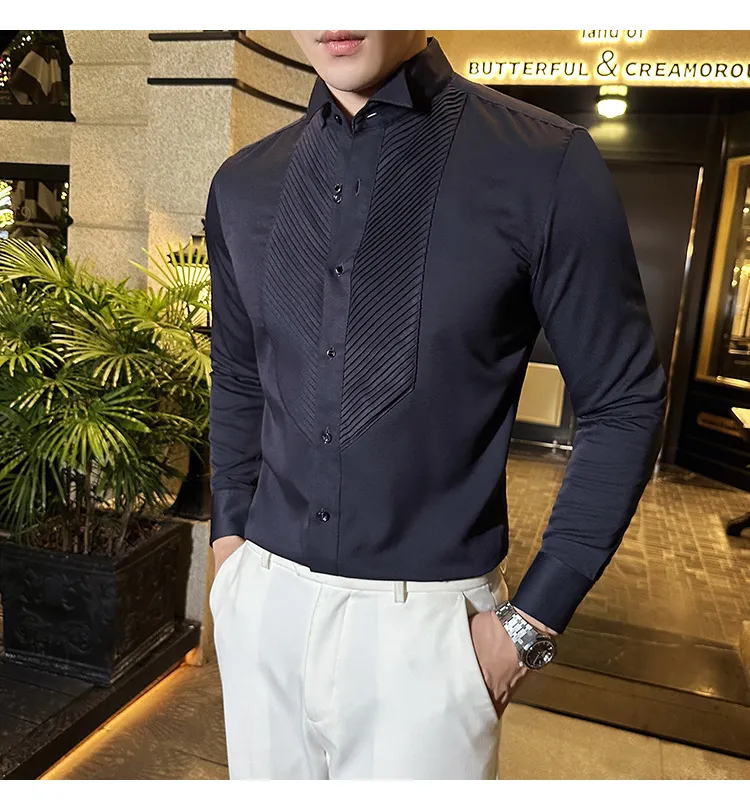 Slim-fit Men's Wedding Dress Banquet Performance Shirt - Image 8
