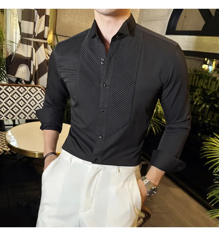 Slim-fit Men's Wedding Dress Banquet Performance Shirt - Image 3