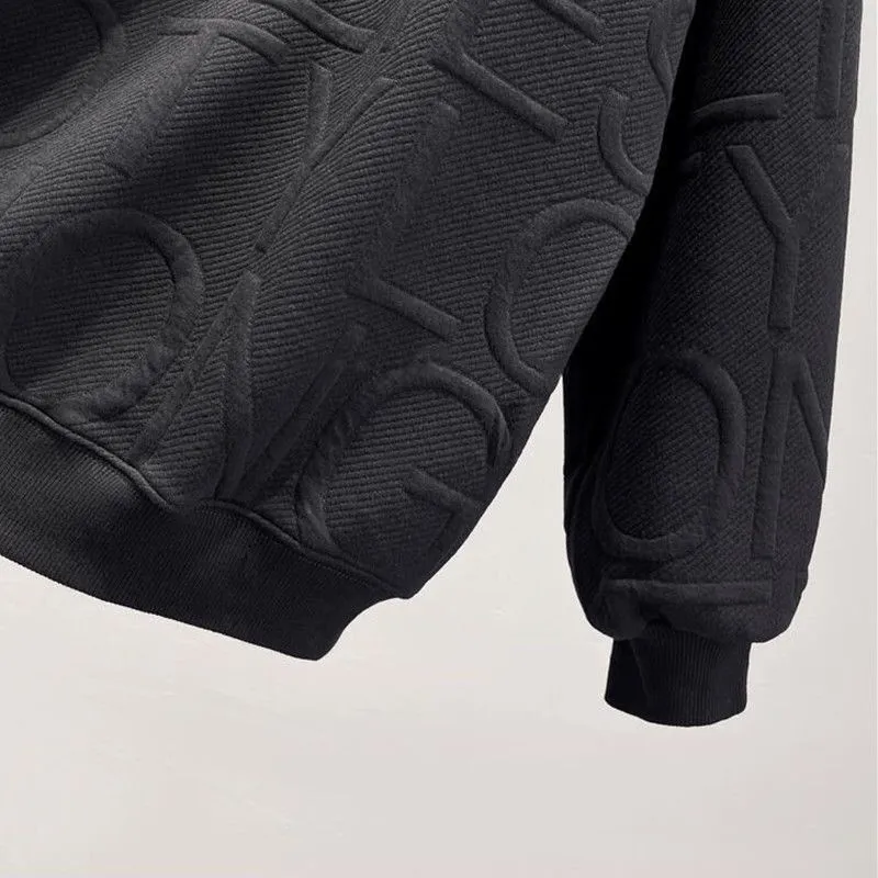 Men's And Women's Three-dimensional Letters Trendy Round-neck Non-hoodie Thin Loose Long Sleeve Top - Image 8